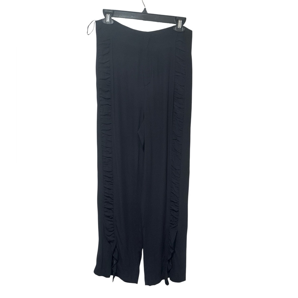 Bimba y Lola women pants size 40(M) black slit front leg front zipper Office